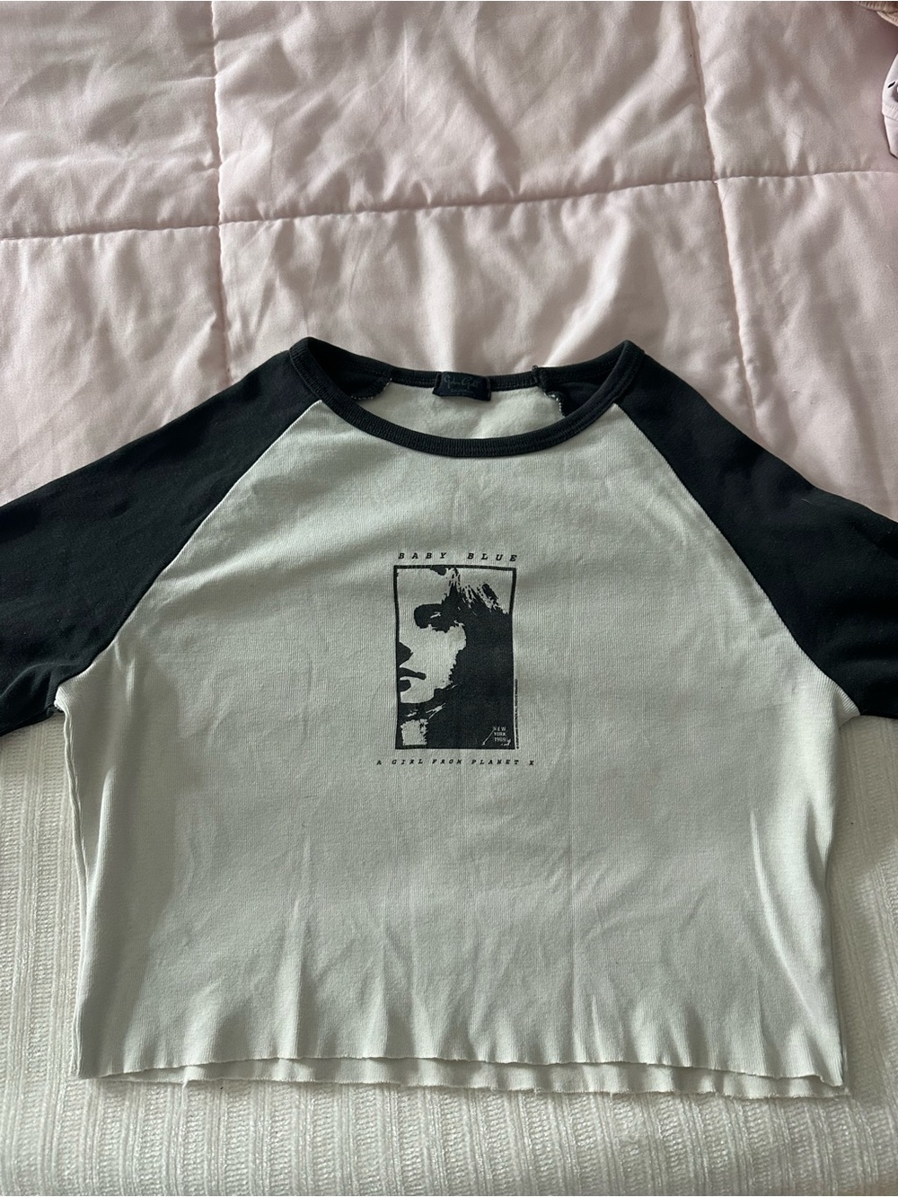 Brandy Melville Black & White Raglan Graphic Tee